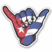 Shaka Hand Cuba Flag Good Vibesステッカー シール (正面)