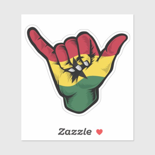 Shaka Hand Ghana Flag Good Vibesシール シール (シート)