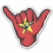Shaka Hand Vietnam Flag Good Vibesステッカー シール (正面)