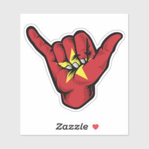 Shaka Hand Vietnam Flag Good Vibesステッカー シール