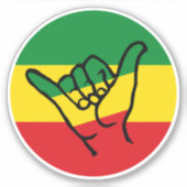 Shaka Hand With Reggae Colors シール (正面)