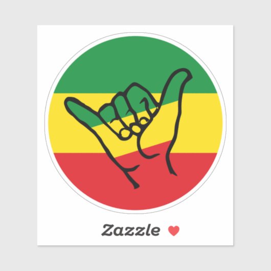 Shaka Hand With Reggae Colors シール (シート)
