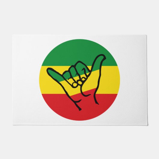 Shaka Hand With Reggae Colors ドアマット (正面)