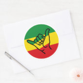 Shaka Hand With Reggae Colors ラウンドシール (封筒)