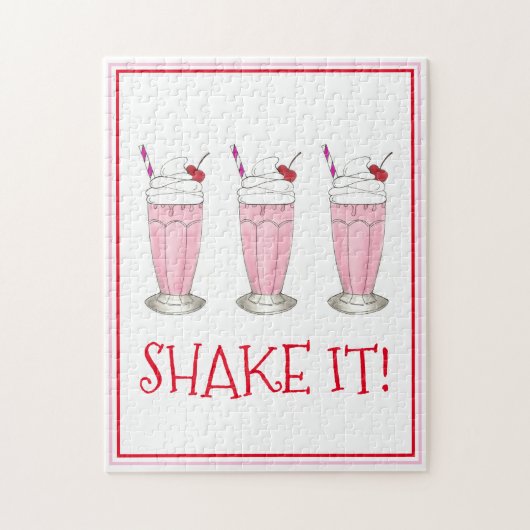 Shake It! Pink Strawberry Ice Cream Milkshake ジグソーパズル (縦)