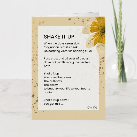 Shake It Up – 詩の詩やる気を起こさせるを高揚 箔グリーティングカード (正面)