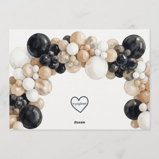 Shake, Rattle, Roll & Balloon Arch Baby Shower 招待状 (裏面)