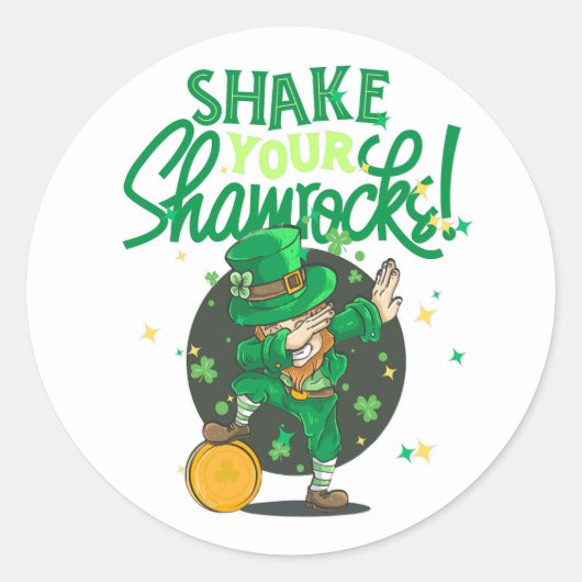 Shake your shamrock, St Patricks day, Slainte ラウンドシール (正面)
