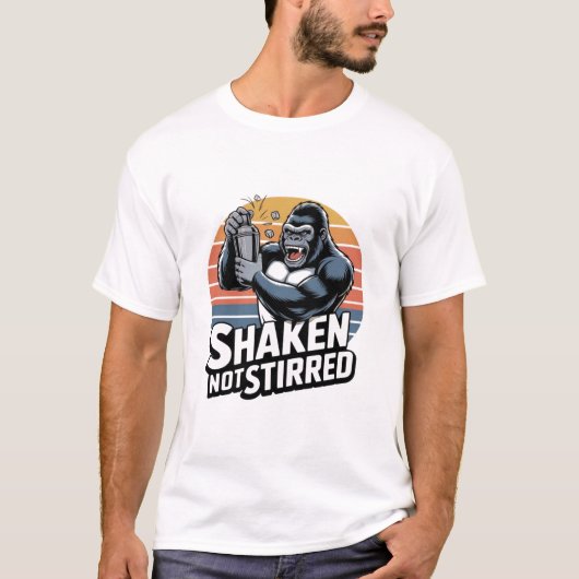Shaken Not Stirred Gorilla Bartender Shirt Tシャツ (正面)