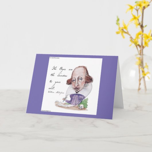 Shakespeare Caricature & The Tempest Quote  カード (黄色い花)