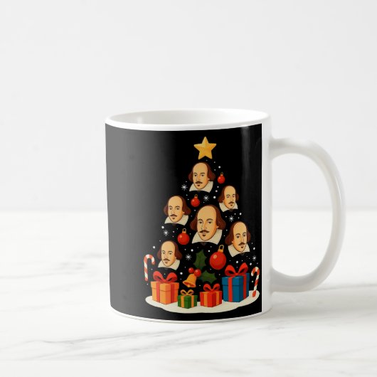 Shakespeare English Literature Christmas Tree Xmas コーヒーマグカップ (右)
