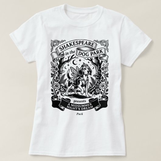 Shakespeare in the Dog Park - Puck - Beagle Tシャツ (デザイン正面)