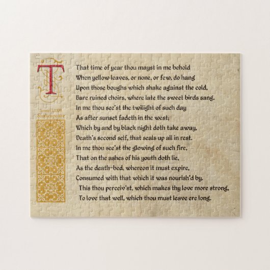 Shakespeare Sonnet 73(LXXIII) on Parchment ジグソーパズル (横)