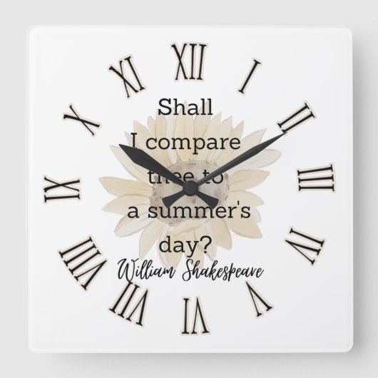 Shakespeare Summer Quote Decor For Home スクエア壁時計 (正面)