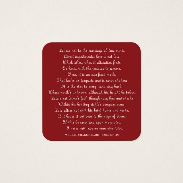 Shakespeare's Sonnet 116 Square Magnet (正面)