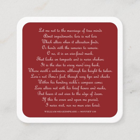 Shakespeare's Sonnet 116 Square Magnet スクエア名刺 (正面)