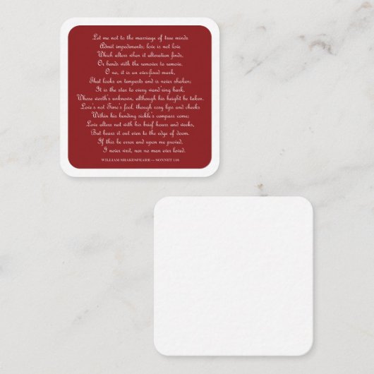 Shakespeare's Sonnet 116 Square Magnet スクエア名刺 (正面/裏面)