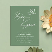 Shale Green Photo Baby Shower Invitation 招待状