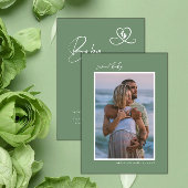 Shale Green Photo Baby Shower Invitation 招待状