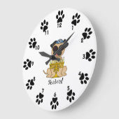 Shalom! - （ユダヤ教）メノラーのかわいいパグ犬 ラージ壁時計 (傾斜)