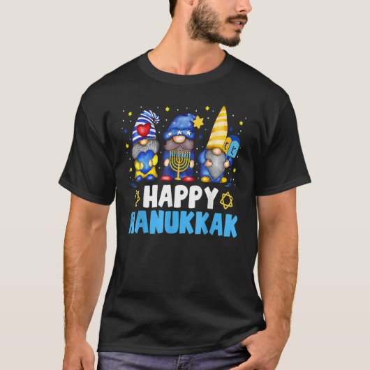 Shalom Gnome Happy Hanukkah Chanukkah Jewish Dreid Tシャツ (正面)