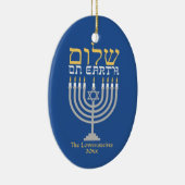 Shalom Peace on Earth Hanukkahホリデーフォト セラミックオーナメント (右)