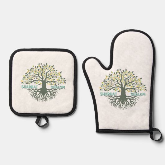 Shalom Tree of Life Ez Hachaim Chalah 鍋つかみ&鍋敷きセット (正面)