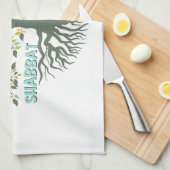 Shalom Tree of Life Ez Hachaim Jewish キッチンタオル (四つ折り)