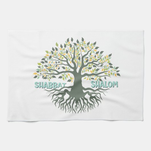 Shalom Tree of Life Ez Hachaim Jewish キッチンタオル (横)