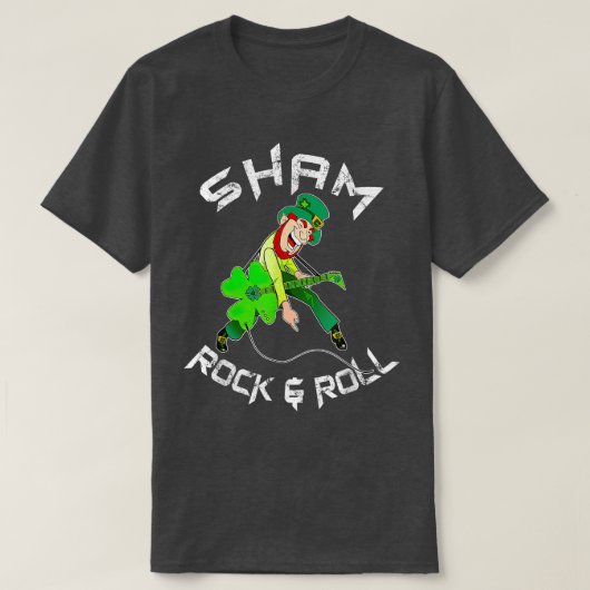 Sham Rock And Roll Shamrock Guitar Lover St Patric Tシャツ (デザイン正面)