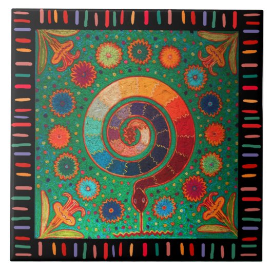 Shaman Huichol Celestial Serpent タイル (正面)