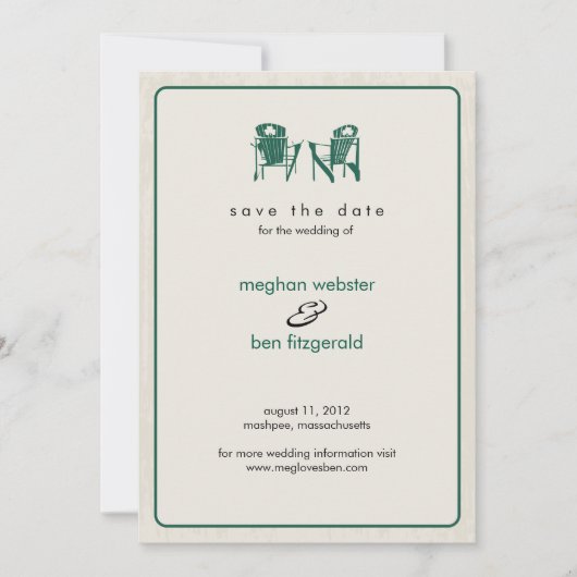 Shamrock Adirondackチェア日付を保存 セーブザデート (正面)