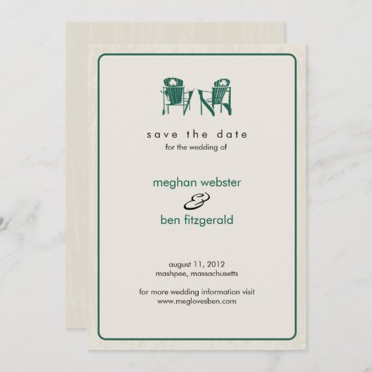 Shamrock Adirondackチェア日付を保存 セーブザデート (正面/裏面)