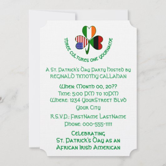 Shamrock African Ireland USA Flags 招待状 (正面)