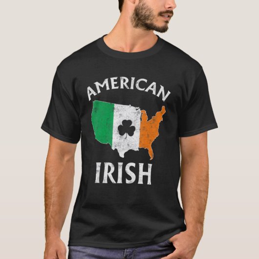 Shamrock American Flag St Patrick's Day Irish Prid Tシャツ (正面)