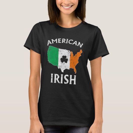 Shamrock American Flag St Patrick's Day Irish Prid Tシャツ (正面)