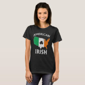 Shamrock American Flag St Patrick's Day Irish Prid Tシャツ (正面フル)