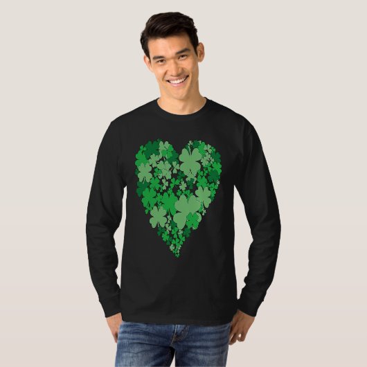 Shamrock Big Heart St Patrick's Day Cute Irish Tシャツ (正面フル)