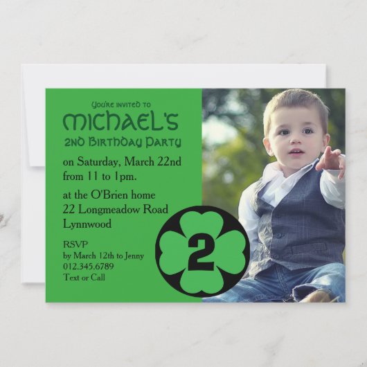Shamrock Birthday Party Invitation with Photo 招待状 (正面)