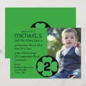 Shamrock Birthday Party Invitation with Photo 招待状 (正面/裏面)