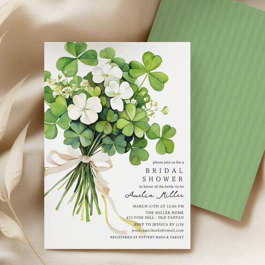 Shamrock Bouquet Bridal Shower Invitation 招待状