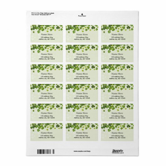 Shamrock bouquet, st patrick's day ラベル (フルシート)