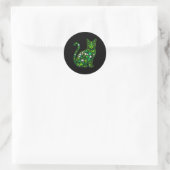 Shamrock cat saint patrick day green cat saint ラウンドシール (バッグ)