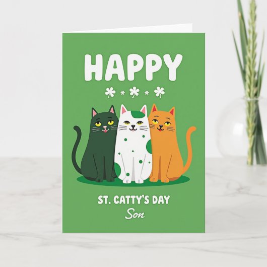 Shamrock Cats Happy Sons Day Card カード (正面)