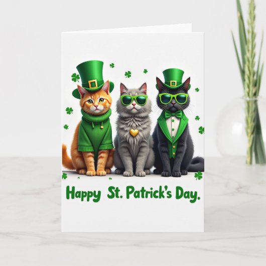 Shamrock Cats Holiday Card カード (正面)