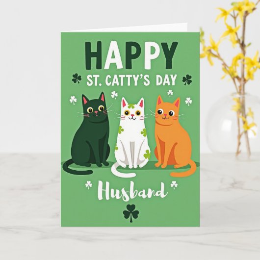 Shamrock Cats Husband Card カード (黄色い花)