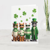 Shamrock Cats Pattern Holiday Card カード (正面)