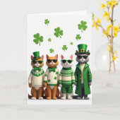 Shamrock Cats Pattern Holiday Card カード (黄色い花)