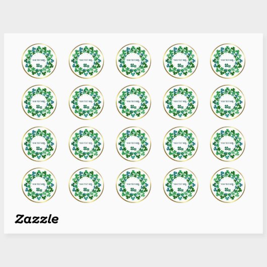 Shamrock Circle  Custom Text Classic Round Sticker ラウンドシール (シート)