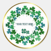 Shamrock Circle  Custom Text Classic Round Sticker ラウンドシール (正面)